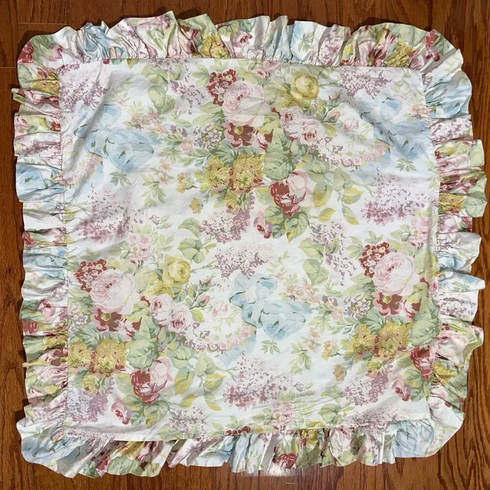 Lauren Ralph Lauren Shelter Island Floral Ruffle Trim Cotton Euro Sham (1)